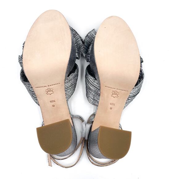 Loeffler Randall‎ Natalia Platform Sandals Dasil Silver Bow Block Heels Sz 10.5 - Picture 8 of 10